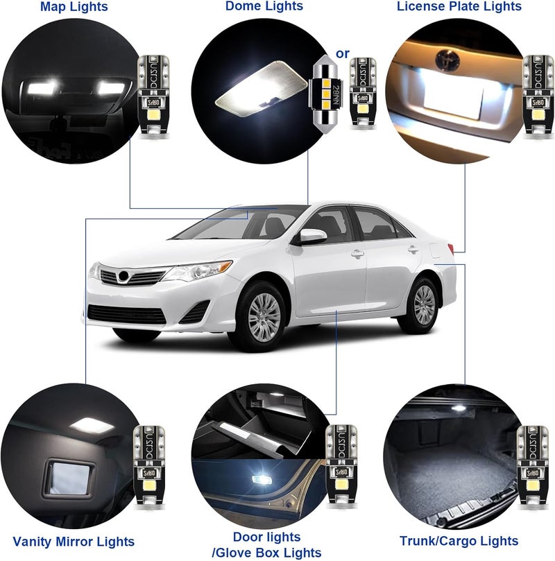 EASY EAGLE LED Interior Car Lights for Toyota-Camry-2012-2020: 13 Piece Kit White LED Light Bulbs - Super Bright 6000K + Install Tool - Image 3